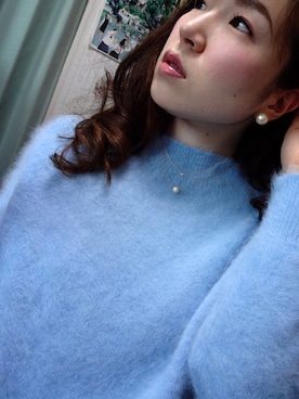 「ブルーニット」｜「アイテム（その他）」を使った、kana_claraさん（レディース・162cm）の冬コーディネート