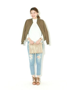 「フリンジバッグ」｜「アイテム（ブルゾン）」を使った、Mizutaniさん（レディース・169cm）の冬コーディネート