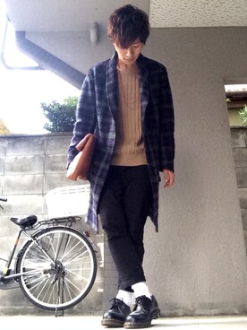 「Dr. Martens（ドクターマーチン）のDr.Martens (ドクターマーチン)/1461 3EYE GIBSON SHOES（その他シューズ）」を使った、shunさん（メンズ・169cm）の冬コーディネート