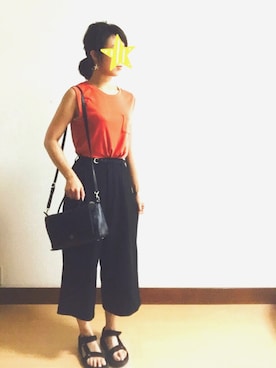 「Heather（ヘザー）の【冷感機能素材】ノースリポケTEE  724169（Tシャツ/カットソー）」を使った、Nan⁂さん（レディース・162cm）の夏コーディネート