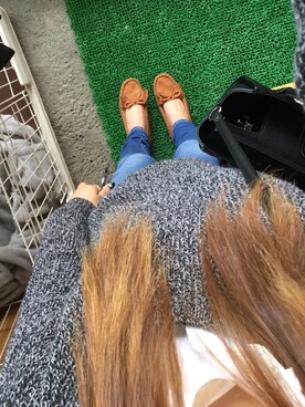 「GU（ジーユー）のアイテム（その他シューズ、ブラウン系）」を使った、0さん（レディース・155cm）の春コーディネート