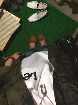 「GU（ジーユー）のアイテム（その他シューズ、ブラウン系）」を使った、0さん（レディース・155cm）の春コーディネート