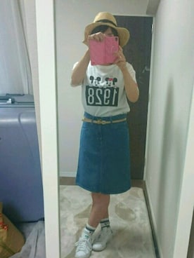 「UNIQLO Tシャツ」｜「アイテム（スカート）」を使った、yuumikuさん（レディース・158cm）の春コーディネート