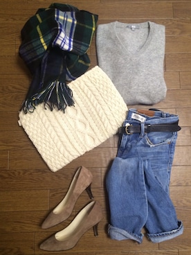 「タータンチェック」｜Cさん（レディース・165cm）の秋コーディネート