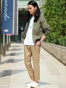 「JOURNAL STANDARD（ジャーナルスタンダード）のアイテム（MA-1）」を使った、ジャーナルスタンダード メンズさん（メンズ・173cm）の春コーディネート