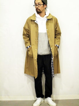 「INFIELDER DESIGN（インフィールダーデザイン）のアイテム（ニットキャップ/ビーニー）」を使った、STAFFさん（メンズ・168cm）の春コーディネート