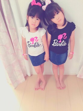 「Barbie（バービー）のアイテム（Tシャツ/カットソー、ホワイト系）」を使った、Shun Ikutakeさん（メンズ・185cm）の夏コーディネート