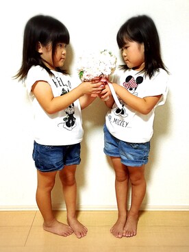 「CRASH HELLO KITTY（クラッシュハローキティ）のアイテム（パンツ）」を使った、Shun Ikutakeさん（キッズ・110cm）の夏コーディネート