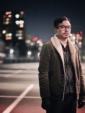 「OLIVER PEOPLES」｜「アイテム（その他アウター）」を使った、JAMES FAKEFACEさん（メンズ・176cm）の秋コーディネート