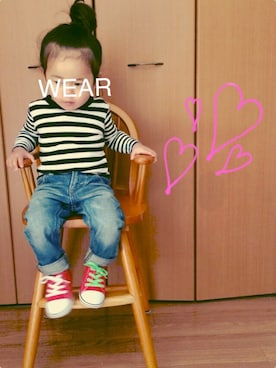 「ボーダーTシャツ」｜wasanbon*さん（キッズ・90cm）の春コーディネート