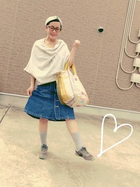 「Lee（リー）のアイテム（デニムスカート）」を使った、wasanbon*さん（レディース・155cm）の春コーディネート