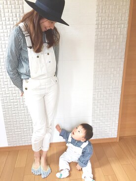 「URBAN RESEARCH ROSSO WOMEN（アーバンリサーチ　ロッソ）のアイテム（サロペット/オーバーオール）」を使った、toooomaさん（キッズ・70cm）の春コーディネート