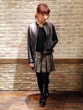 「journal standard L'essage（ジャーナルスタンダードレサージュ）のアイテム（ライダースジャケット）」を使った、JOURNAL STANDARD Lady's 札幌店スタッフさん（レディース・160cm）の冬コーディネート