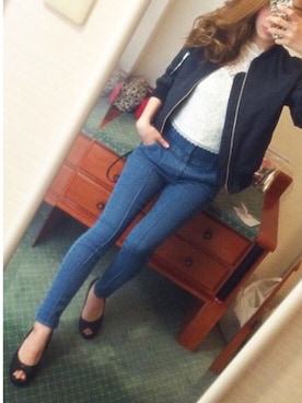 「FRAY I.D（フレイアイディー）のアイテム（ブルゾン）」を使った、♡Miggle Baby♡さん（レディース・149cm）の秋コーディネート