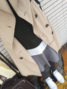 「白いスニーカー」｜「アイテム（トレンチコート）」を使った、masa*coさん（レディース・164cm）の春コーディネート