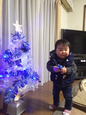 「息子コーデ」｜「アイテム（ダウンベスト）」を使った、RKkunさん（キッズ・70cm）の冬コーディネート
