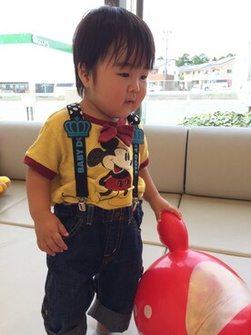 「アイテム（サスペンダー、ブラック系）」を使った、RKkunさん（キッズ・80cm）の秋コーディネート