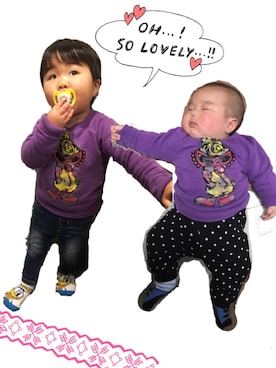「きょうだい」｜「アイテム（スウェット）」を使った、RKkunさん（キッズ・90cm）の冬コーディネート