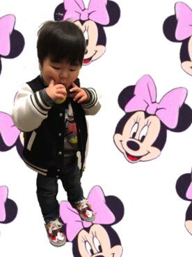 「ミッキー」｜「アイテム（スタジャン）」を使った、RKkunさん（キッズ・90cm）の冬コーディネート