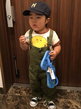 「ニコちゃん」｜「アイテム（オールインワン・サロペット）」を使った、RKkunさん（キッズ・90cm）の夏コーディネート