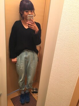 「マムジーンズ」｜shioriiiさん（レディース・159cm）の冬コーディネート