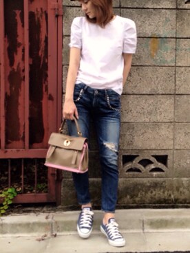 「Yves Saint Laurent（イヴサンローラン）のアイテム（バッグ）」を使った、ＬＵＭＩＥさん（レディース・163cm）の夏コーディネート