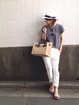 「BEAUTY&YOUTH UNITED ARROWS（ビューティーアンドユースユナイテッドアローズ）のby ※∵デニムテーパードパンツ◆（デニムパンツ）」を使った、ＬＵＭＩＥさん（レディース・163cm）の夏コーディネート
