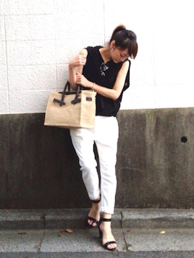 「BEAUTY&YOUTH UNITED ARROWS（ビューティーアンドユースユナイテッドアローズ）のby ※∵デニムテーパードパンツ◆（デニムパンツ）」を使った、ＬＵＭＩＥさん（レディース・163cm）の夏コーディネート