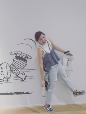 「アイテム（チューブトップ、ブルー系）」を使った、Ssiupakさん（レディース・167cm）の夏コーディネート