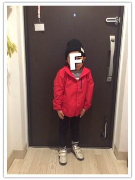 「アイテム（ナイロンジャケット）」を使った、fumamaさん（キッズ・100cm）の冬コーディネート