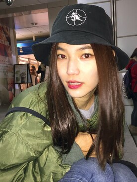 「BacketHat」｜Eiri Kazamaさん（レディース・165cm）の冬コーディネート