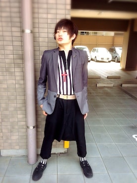「monomania（モノマニア）のアイテム（テーラードジャケット）」を使った、パナショーさん（メンズ・169cm）の春コーディネート