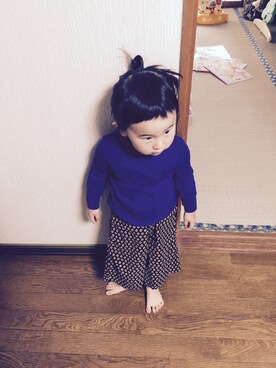 「no brand（ノーブランド）のアイテム（その他パンツ、ブラック系）」を使った、sheeeenaさん（キッズ・100cm）の冬コーディネート