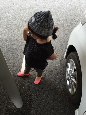 「GO TO HOLLYWOOD（ゴートゥーハリウッド）のアイテム（Tシャツ/カットソー、ブラック系）」を使った、sheeeenaさん（キッズ・100cm）の夏コーディネート