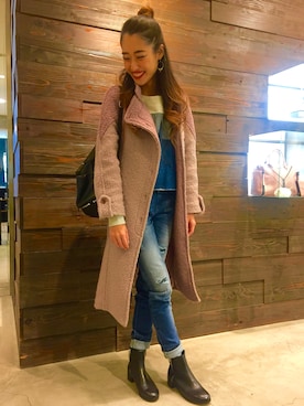 「DIESEL（ディーゼル）のアイテム（その他アウター）」を使った、MIONAKAJIMAさん（レディース・160cm）の冬コーディネート