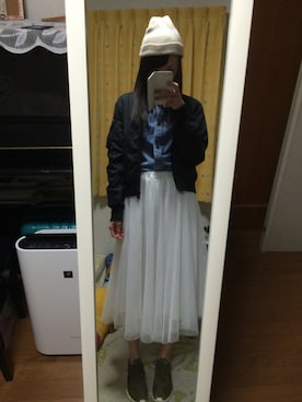 「アイテム（MA-1）」を使った、mさん（レディース・162cm・20代）の春コーディネート