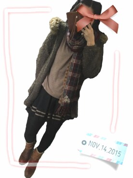 「axes femme（アクシーズファム）のアイテム（その他アウター）」を使った、ツイデさん（レディース・162cm）の冬コーディネート