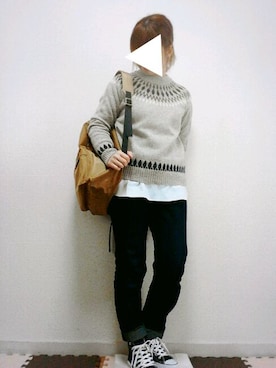 「AZUL by moussy（アズールバイマウジー）のアイテム（タンクトップ）」を使った、yakkoさん（レディース・152cm）の冬コーディネート