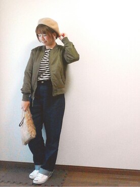 「haco!（ハコ）のアイテム（MA-1）」を使った、yakkoさん（レディース・152cm）の秋コーディネート