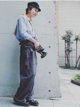 「YAECA」｜「アイテム（オールインワン・サロペット）」を使った、eminkoさん（レディース・159cm）の夏コーディネート