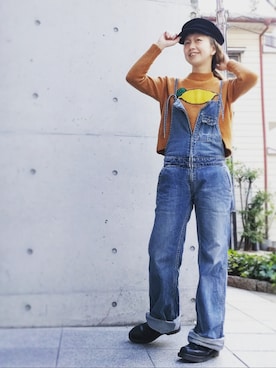 「MHL.」｜「アイテム（オールインワン・サロペット）」を使った、eminkoさん（レディース・159cm）の秋コーディネート