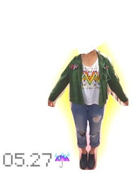 「チチカカ」｜「アイテム（デニムジャケット）」を使った、みやコさん（レディース・160cm）の春コーディネート
