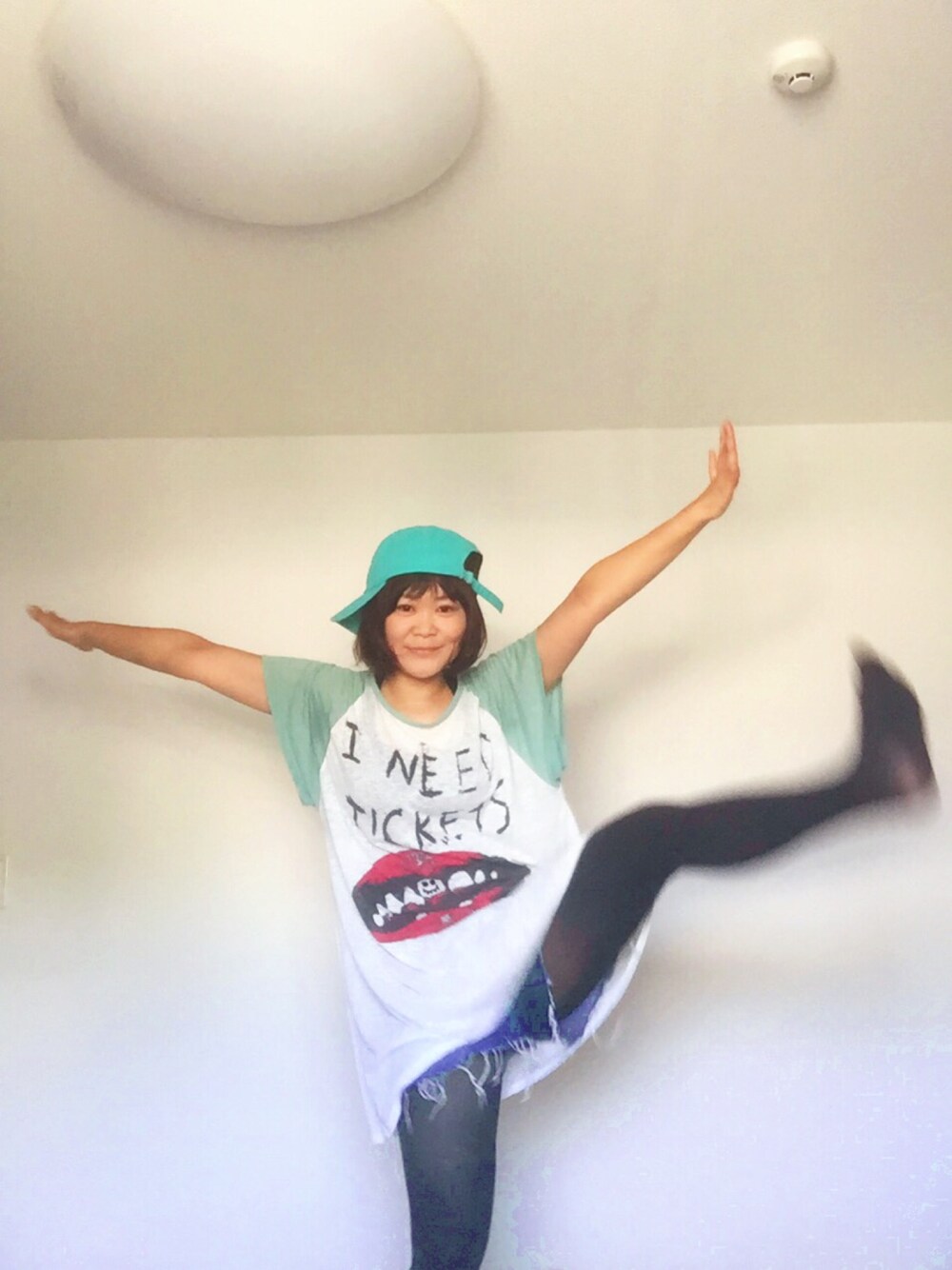 「夏、げんき100ばい♡♡、デニム」｜「RETRO GIRLのアイテム（キャップ、グリーン系）」を使った、Yoshiko さん（レディース・161cm）の夏コーディネートの1枚目の写真