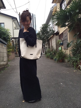 「ネイビー×ホワイト」｜フーカさん（レディース・153cm）の冬コーディネート