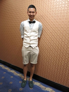 「Ted Baker（テッドベーカー）のアイテム（その他シューズ）」を使った、Shengさん（メンズ・173cm）の夏コーディネート