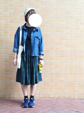 「MUJI」｜「アイテム（ニットキャップ/ビーニー）」を使った、JANEドワーフ さん（レディース・156cm）の秋コーディネート