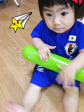 「ジャパンブルー」｜「アイテム（オールインワン・サロペット）」を使った、mikimikiさん（キッズ・80cm）の夏コーディネート