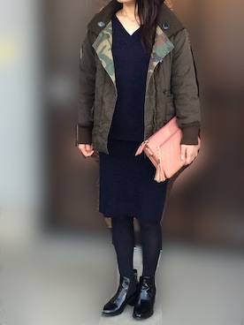 「mysty woman（ミスティウーマン）のアイテム（ダウンジャケット/コート）」を使った、ちぃ♡さん（レディース・162cm）の冬コーディネート