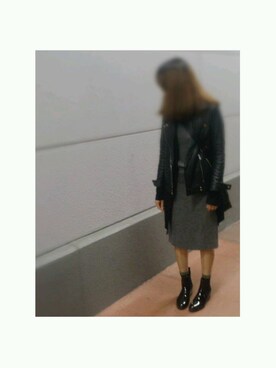 「タイト」｜「アイテム（ライダースジャケット）」を使った、まぁりさん（レディース・158cm）の秋コーディネート