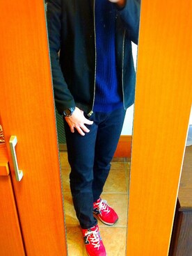 「GU（ジーユー）の（GU）スキニーフィットジーンズ（MEN ⁄ ジーンズ）」を使った、Aさん（メンズ・175cm）の秋コーディネート